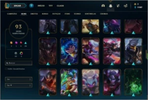 Conta prata 3 com 100 champs e 93 skins (400k de Yasuo) - League of Legends LOL