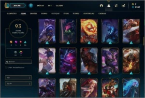 Conta prata 3 com 100 champs e 93 skins (400k de Yasuo) - League of Legends LOL