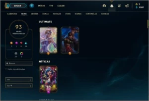 Conta prata 3 com 100 champs e 93 skins (400k de Yasuo) - League of Legends LOL