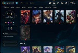 Conta prata 2 com 114 Champs e 134 Skins ( MAIN ADC ) - League of Legends LOL