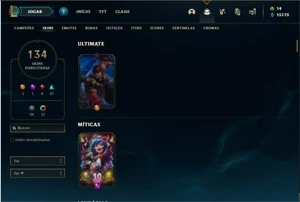 Conta prata 2 com 114 Champs e 134 Skins ( MAIN ADC ) - League of Legends LOL
