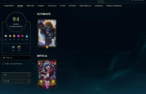 [Entrega Automática] Lol Prata, 94 Skins, Skins Ultimate, Mí - League of Legends