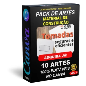 Pack Canva Material de Construção Vol 2 - 10 Artes Editáveis - Serviços Digitais