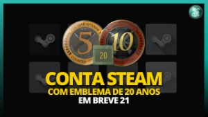 Conta Antiga Steam 21 ANOS Medalhas 5 e 10 Anos de Serviço