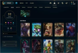 Conta ouro 2 com 32 skins e 58 champs - League of Legends LOL