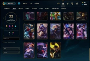 Conta ouro 2 com 32 skins e 58 champs - League of Legends LOL