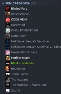Conta Steam com Code Vein,Witcher3,HellBlade,Blasphemous e +