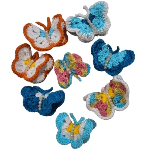Xuxinha de crochê borboleta - kit 3 unidades-cores variadas - Artesanato e Personalizados