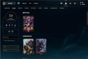 Conta prata 4 com 70 Champs e 30 Skins + 2 Fragmentos - League of Legends LOL