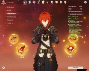 Conta AR 47 Venti, Diluc, Ganyu e Zhongli 5 estrelas - Genshin Impact