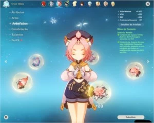 Conta AR 47 Venti, Diluc, Ganyu e Zhongli 5 estrelas - Genshin Impact