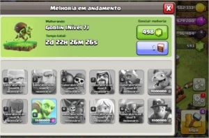 Conta clash of clans cv 11 quase full e com skins nos herois