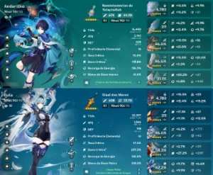 CONTA AR 60 - 21 Personagens 5* e 9 Armas 5* Genshin Impact