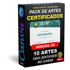 Pack Canva Certificados - 10 Artes Editáveis - Serviços Digitais