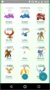 Conta Pokémon Go com vários lendários - Pokemon GO