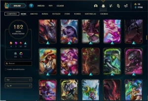 Conta Unranked com 116 Champs e 182 Skins - League of Legends LOL