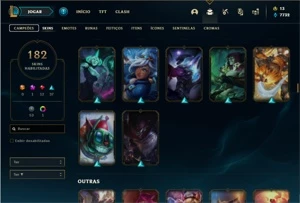 Conta Unranked com 116 Champs e 182 Skins - League of Legends LOL