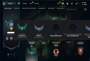 Conta Platina 3 com 150 Champs e 228 Skins + 8 Prestigios - League of Legends LOL