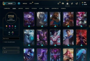 Conta Platina 3 com 150 Champs e 228 Skins + 8 Prestigios - League of Legends LOL