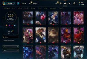 Conta Platina 3 com 150 Champs e 228 Skins + 8 Prestigios - League of Legends LOL