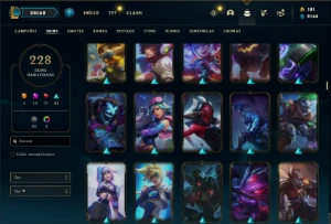 Conta Platina 3 com 150 Champs e 228 Skins + 8 Prestigios - League of Legends LOL