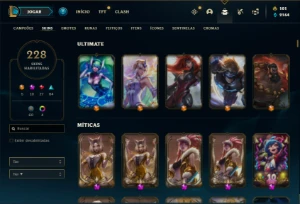 Conta Platina 3 com 150 Champs e 228 Skins + 8 Prestigios - League of Legends LOL