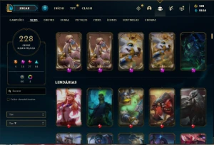 Conta Platina 3 com 150 Champs e 228 Skins + 8 Prestigios - League of Legends LOL