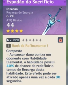 CONTA KEQING AR10 + ESPADA DO SACRIFICIO - CONTA MONA AR5 - Genshin Impact