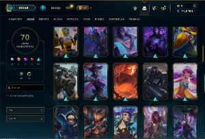 Platina 4 com TODOS os champs e 70 Skins ( Nivel 469 ) - League of Legends LOL