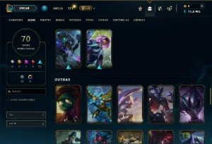 Platina 4 com TODOS os champs e 70 Skins ( Nivel 469 ) - League of Legends LOL