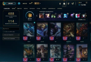 Platina 4 com TODOS os champs e 70 Skins ( Nivel 469 ) - League of Legends LOL