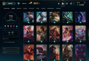 Platina 4 com TODOS os champs e 70 Skins ( Nivel 469 ) - League of Legends LOL