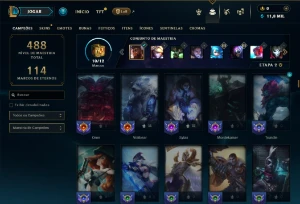 Platina 4 com TODOS os champs e 70 Skins ( Nivel 469 ) - League of Legends LOL