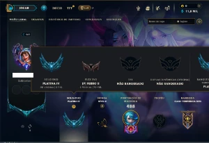 Platina 4 com TODOS os champs e 70 Skins ( Nivel 469 ) - League of Legends LOL