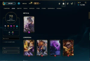 Platina 4 com TODOS os champs e 70 Skins ( Nivel 469 ) - League of Legends LOL