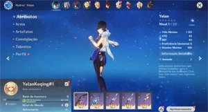 Conta Genshin Impact AR 5 com Yelan e Keqing
