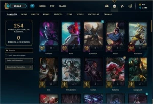 Conta bronze 1 com 77 Champs e 158 Skins + 1 Prestigio - League of Legends LOL