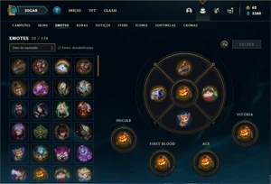 Conta bronze 1 com 77 Champs e 158 Skins + 1 Prestigio - League of Legends LOL