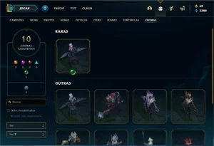 Conta bronze 1 com 77 Champs e 158 Skins + 1 Prestigio - League of Legends LOL