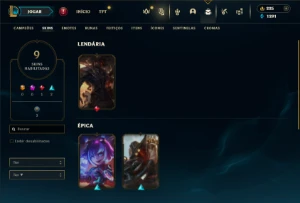 Esmeralda 4 com 50 Champs e 9 Skins + 12 Espolios - League of Legends LOL