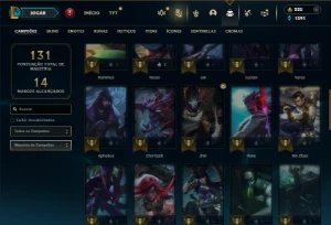 Esmeralda 4 com 50 Champs e 9 Skins + 12 Espolios - League of Legends LOL