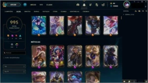 conta ótima com 1001 skins e todos os champs habilitados - League of Legends LOL