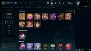 conta ótima com 1001 skins e todos os champs habilitados - League of Legends LOL