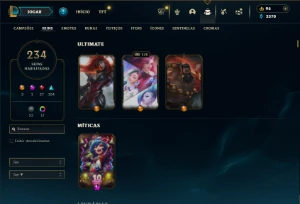 Ouro 1 com TODOS os champs e 234 Skins - League of Legends LOL