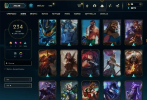 Ouro 1 com TODOS os champs e 234 Skins - League of Legends LOL