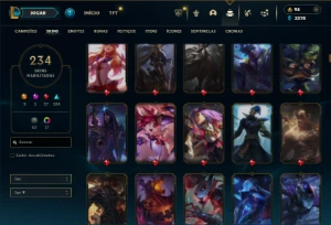 Ouro 1 com TODOS os champs e 234 Skins - League of Legends LOL