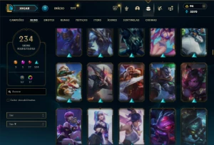Ouro 1 com TODOS os champs e 234 Skins - League of Legends LOL