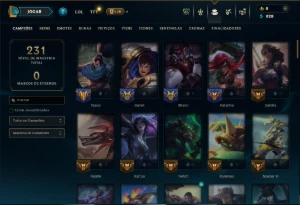 Ouro 4 com 90 Champs e 18 Skins - League of Legends LOL