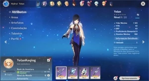 Conta Genshin Impact AR 5 com Yelan e Keqing