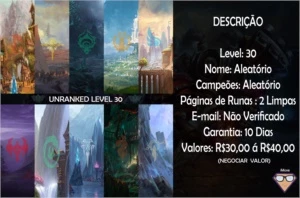 CONTAS UNRANKED  [conteúdo removido]  - League of Legends LOL
